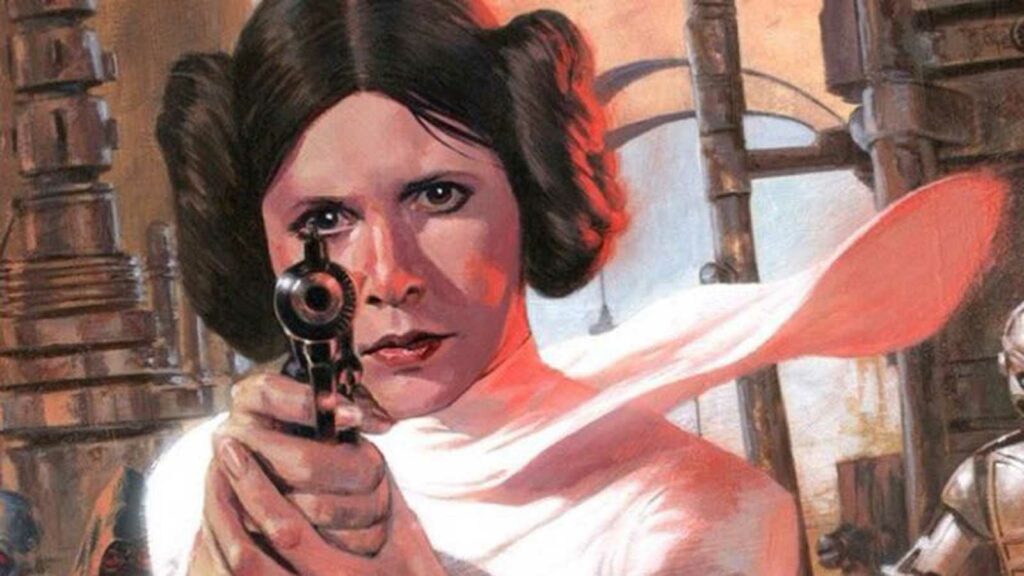 Princesa Leia apuntant amb un blaster